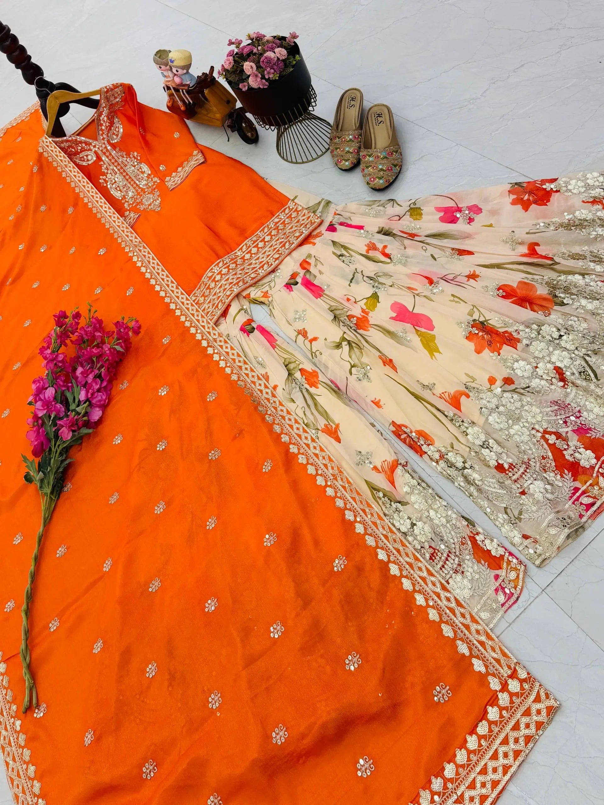 Chinon Sequin Floral Sharara