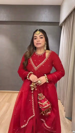 Chinon Silk Anarkali Kurta Palazzo Set with Dupatta for Festive and Daily Wear