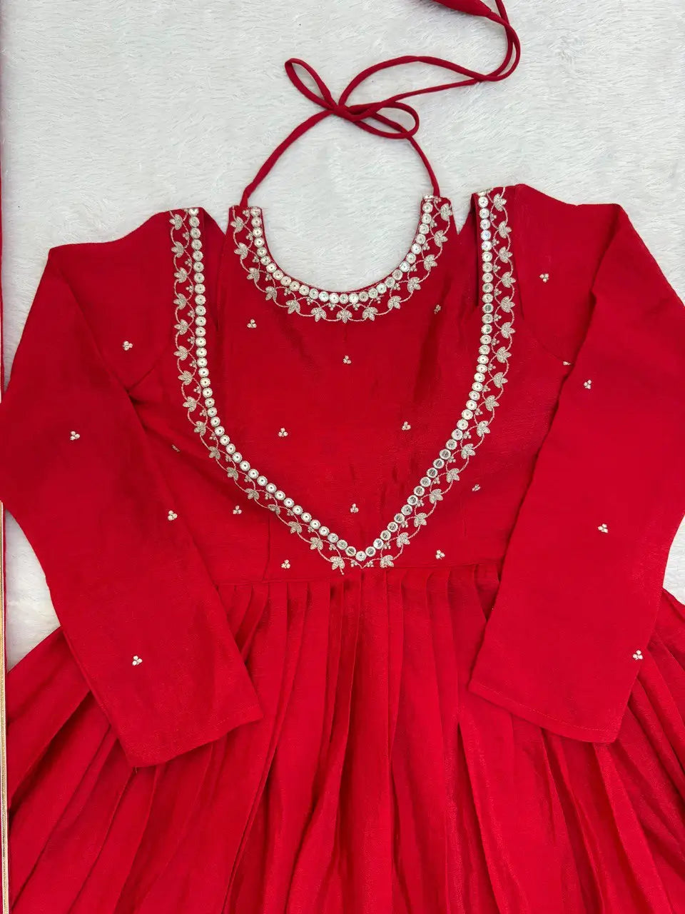Chinon Silk Anarkali Kurta Palazzo Set with Dupatta for Festive and Daily Wear