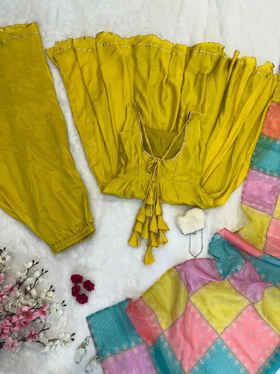Chinon Silk Anarkali Set with Cotton Dupatta