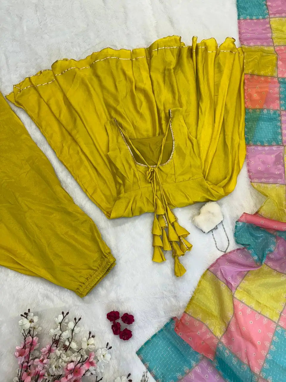 Chinon Silk Anarkali Set with Cotton Dupatta