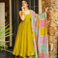 Chinon Silk Anarkali Set with Cotton Dupatta