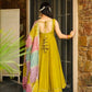 Chinon Silk Anarkali Set with Cotton Dupatta