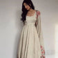 Chinon Silk Anarkali Set with Mukesh & Sequin Work – White & Black