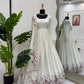 Chinon Silk Anarkali Set with Mukesh & Sequin Work – White & Black