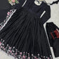 Chinon Silk Anarkali Set with Mukesh & Sequin Work – White & Black