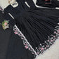 Chinon Silk Anarkali Set with Mukesh & Sequin Work – White & Black
