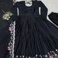 Chinon Silk Anarkali Set with Mukesh & Sequin Work – White & Black