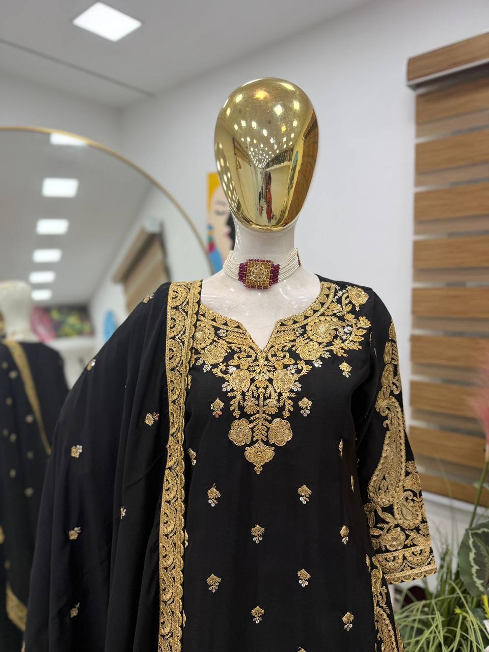 Chinon Silk Cording Embroidery Sharara Set