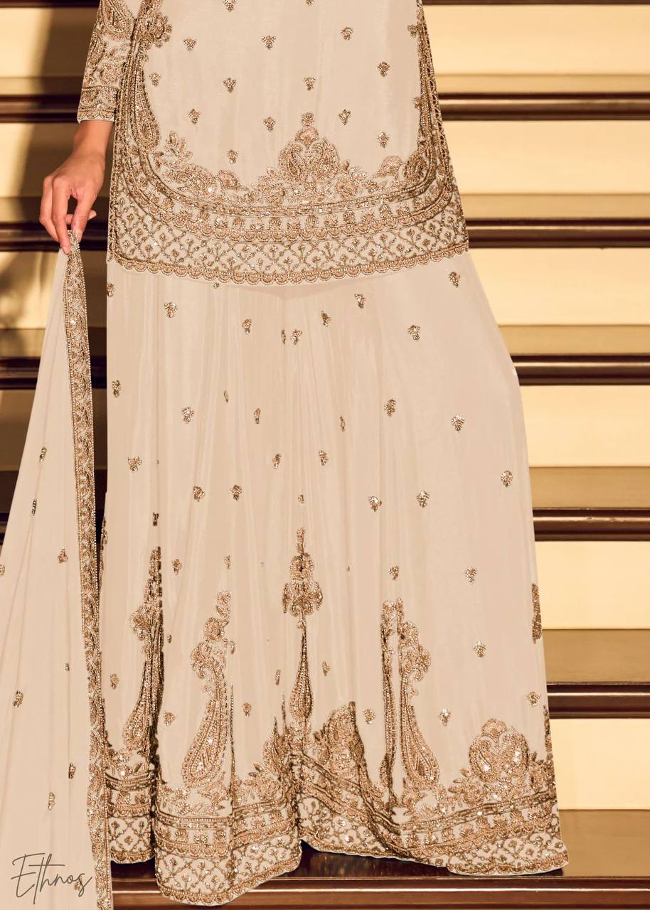 Chinon Silk Cording Embroidery Sharara Set