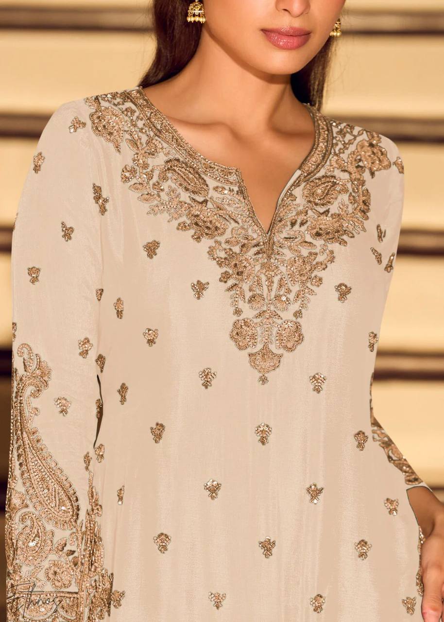 Chinon Silk Cording Embroidery Sharara Set