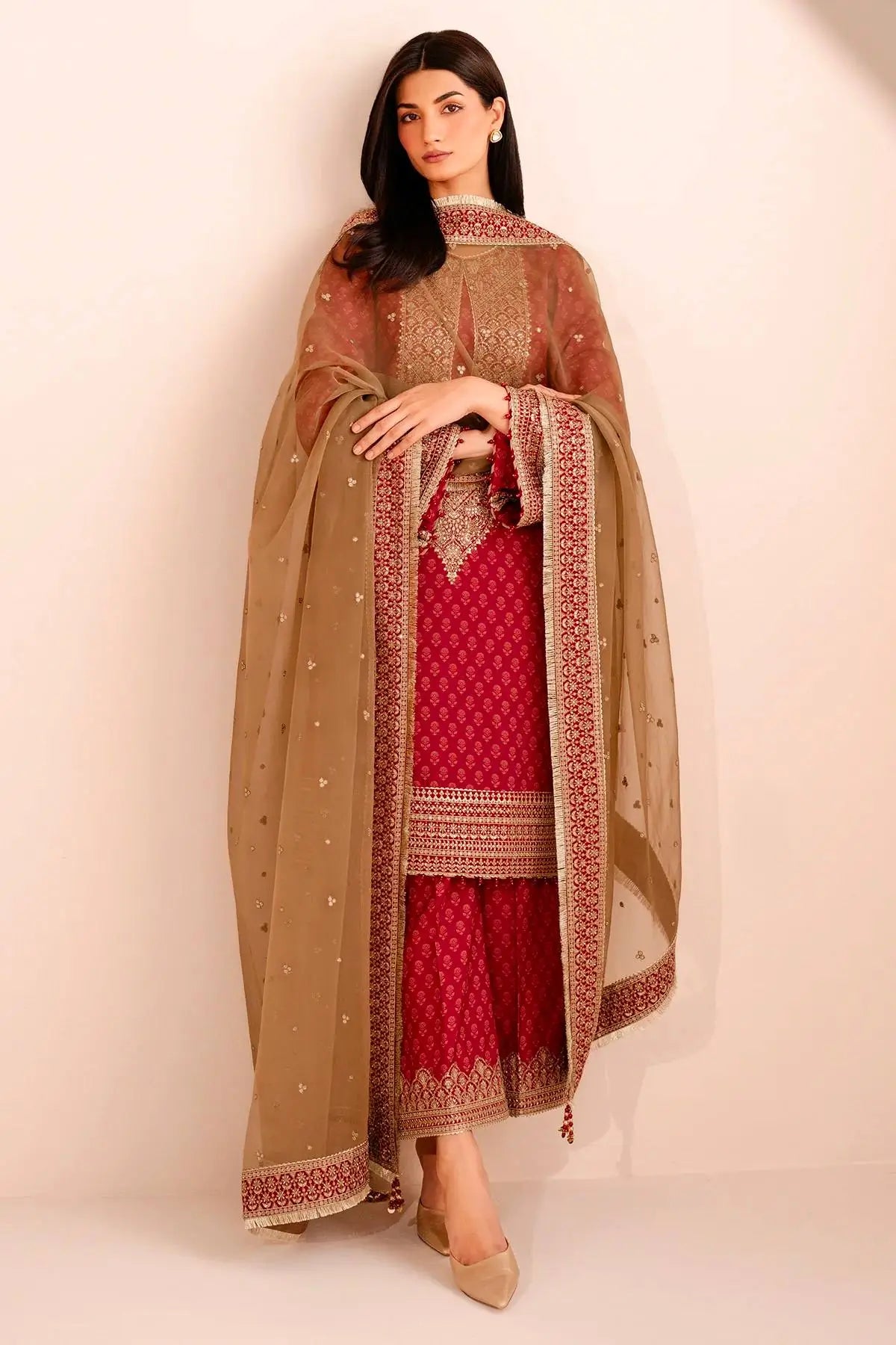 Chinon Silk Digital Print Embroidered Suit Set with Organza Dupatta – Festive & Party Wear