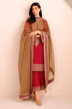 Chinon Silk Digital Print Embroidered Suit Set with Organza Dupatta – Festive & Party Wear