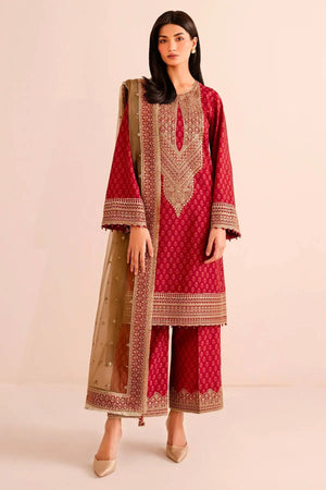Chinon Silk Digital Print Embroidered Suit Set with Organza Dupatta – Festive & Party Wear