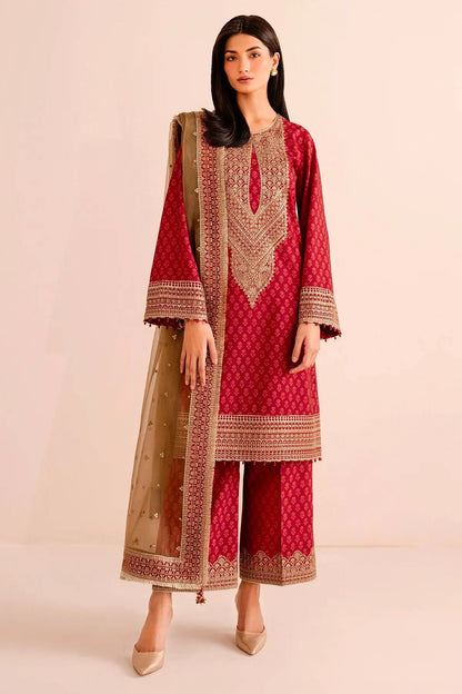 Chinon Silk Digital Print Embroidered Suit Set with Organza Dupatta – Festive & Party Wear