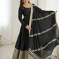 Chinon Silk Embroidered Anarkali Gown Set with Dupatta