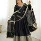 Chinon Silk Embroidered Anarkali Gown Set with Dupatta