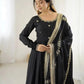 Chinon Silk Embroidered Anarkali Gown Set with Dupatta