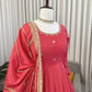 Chinon Silk Embroidered Anarkali Gown Set with Dupatta