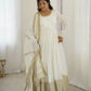 Chinon Silk Embroidered Anarkali Gown Set with Dupatta