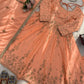 Chinon Silk Embroidered Gown Lehenga Set