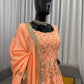 Chinon Silk Embroidered Gown Lehenga Set