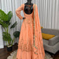 Chinon Silk Embroidered Gown Lehenga Set