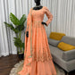 Chinon Silk Embroidered Gown Lehenga Set