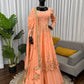 Chinon Silk Embroidered Gown Lehenga Set