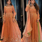 Chinon Silk Embroidered Gown Lehenga Set