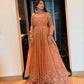Chinon Silk Embroidered Gown Lehenga Set