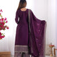 Chinon Silk Embroidered Kurta Set with Dupatta & Pant – Sequins and Jari Work