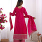 Chinon Silk Embroidered Kurta Set with Dupatta & Pant – Sequins and Jari Work