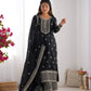 Chinon Silk Embroidered Kurta Set with Dupatta & Pant – Sequins and Jari Work