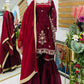 Chinon Silk Embroidered Kurti Palazzo Set with Dupatta