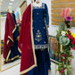 Chinon Silk Embroidered Kurti Palazzo Set with Dupatta