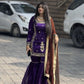 Chinon Silk Embroidered Kurti Palazzo Set with Dupatta