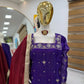 Chinon Silk Embroidered Kurti Palazzo Set with Dupatta