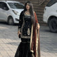 Chinon Silk Embroidered Kurti Palazzo Set with Dupatta