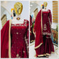 Chinon Silk Embroidered Kurti Palazzo Set with Dupatta