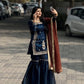 Chinon Silk Embroidered Kurti Palazzo Set with Dupatta