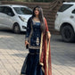 Chinon Silk Embroidered Kurti Palazzo Set with Dupatta
