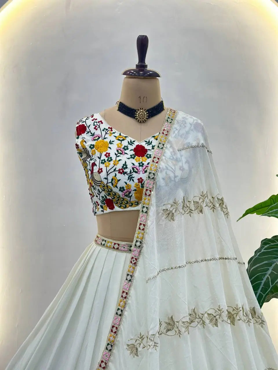 Chinon Silk Embroidered Lehenga Choli with Georgette Dupatta
