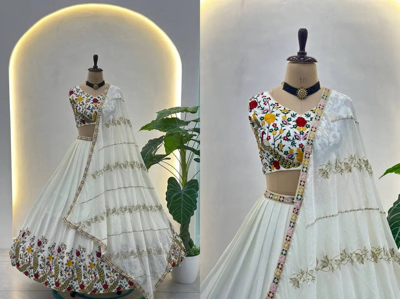 Chinon Silk Embroidered Lehenga Choli with Georgette Dupatta