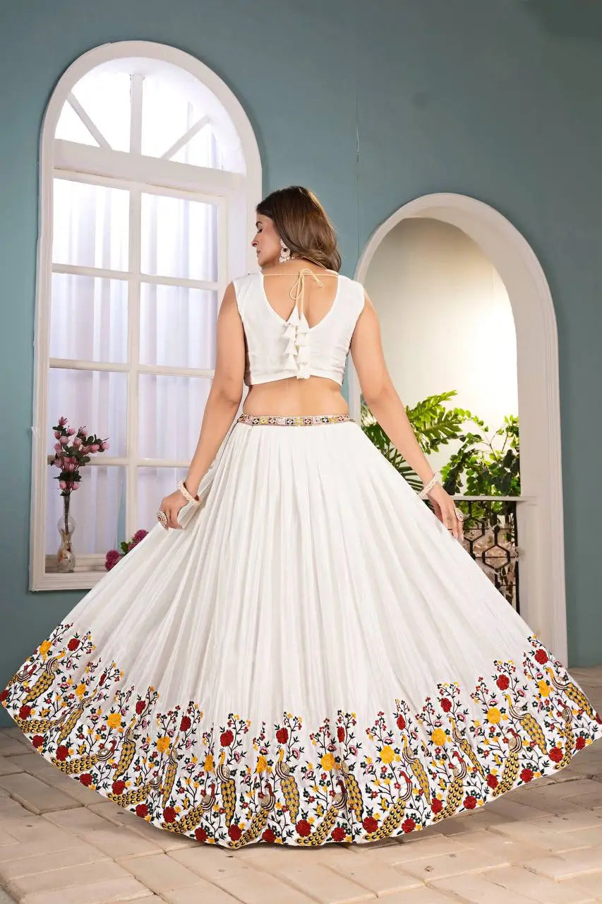 Chinon Silk Embroidered Lehenga Choli with Georgette Dupatta