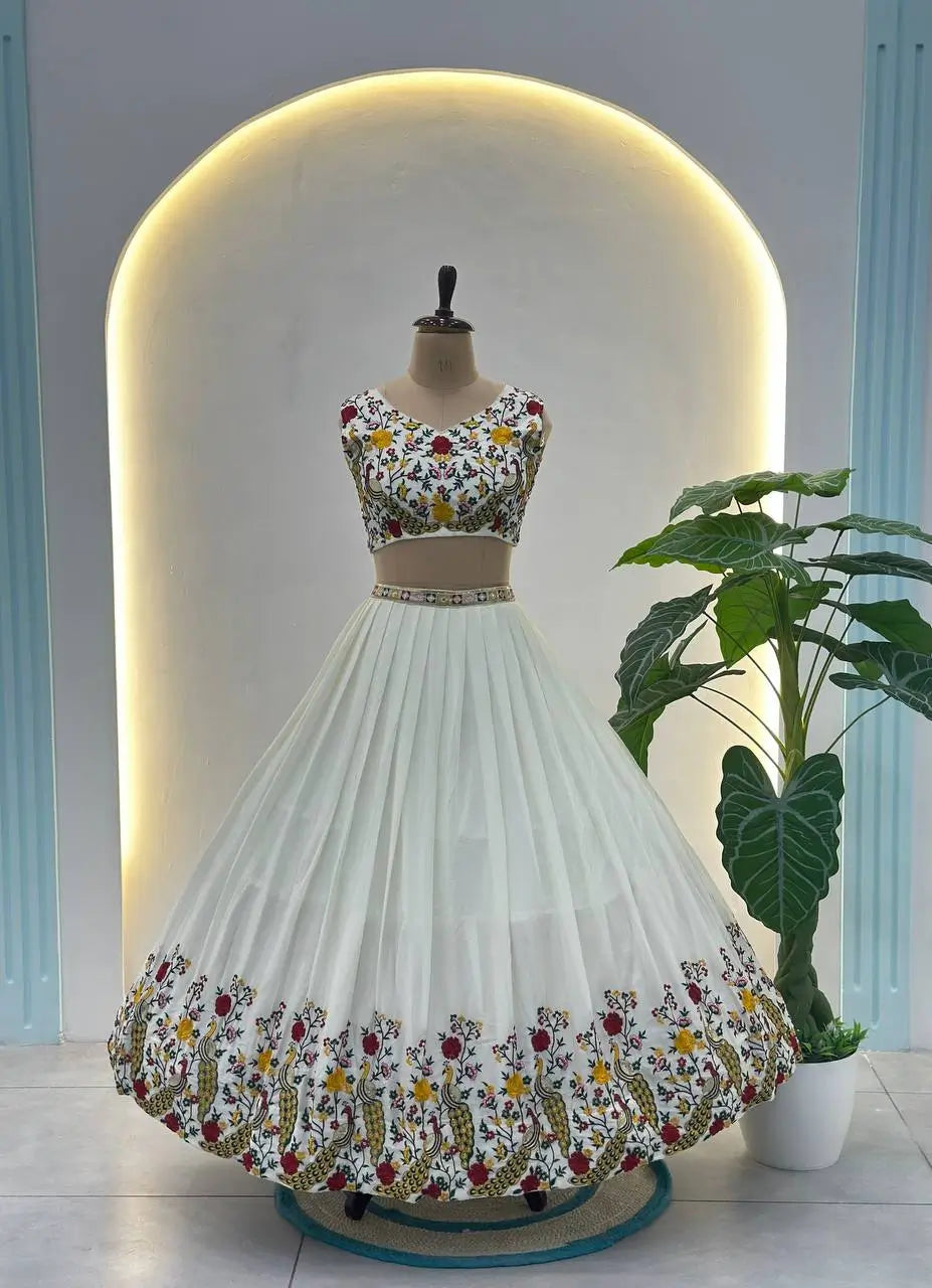 Chinon Silk Embroidered Lehenga Choli with Georgette Dupatta