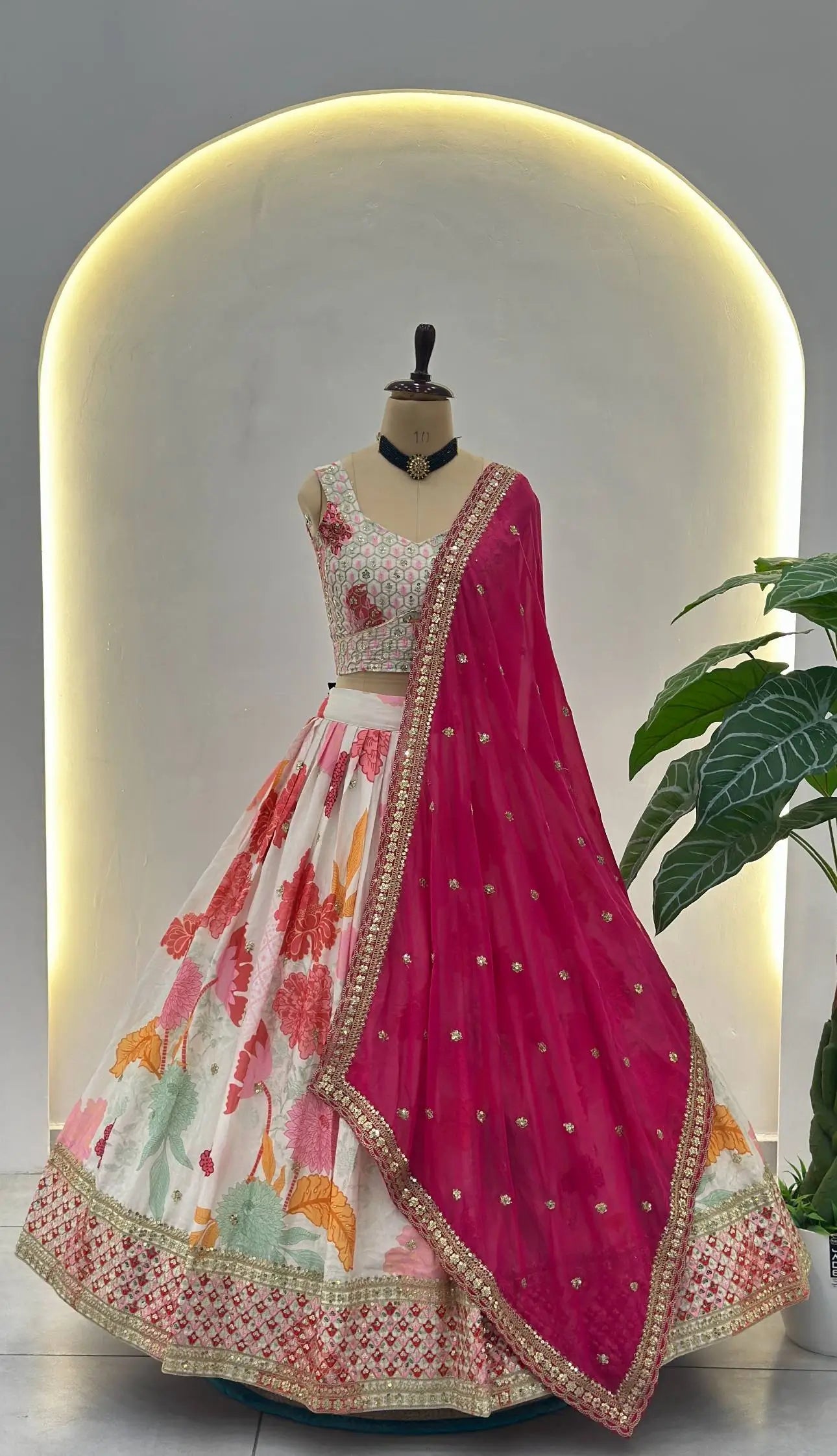 Chinon Silk Embroidered Lehenga Choli with Georgette Dupatta