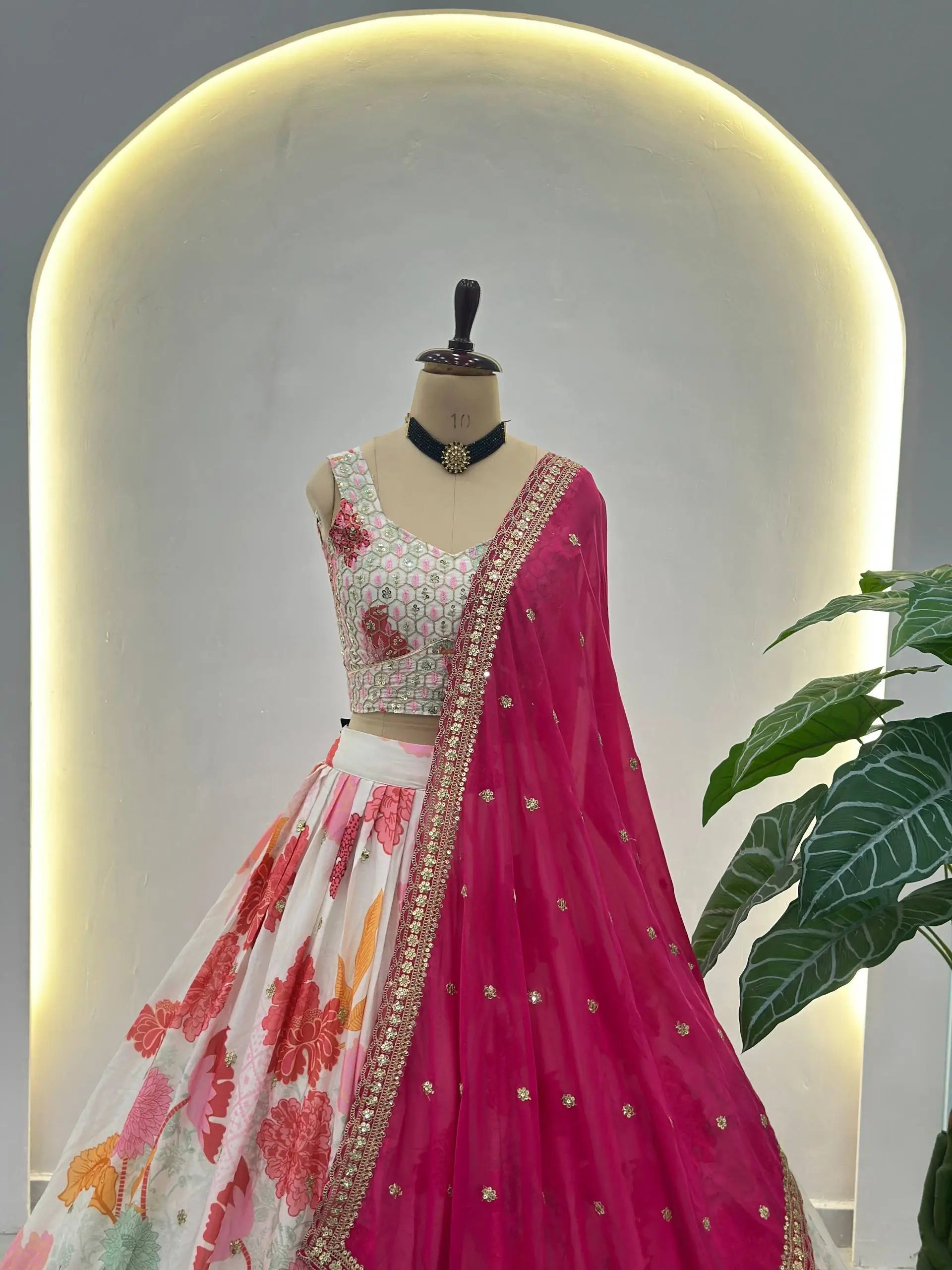 Chinon Silk Embroidered Lehenga Choli with Georgette Dupatta