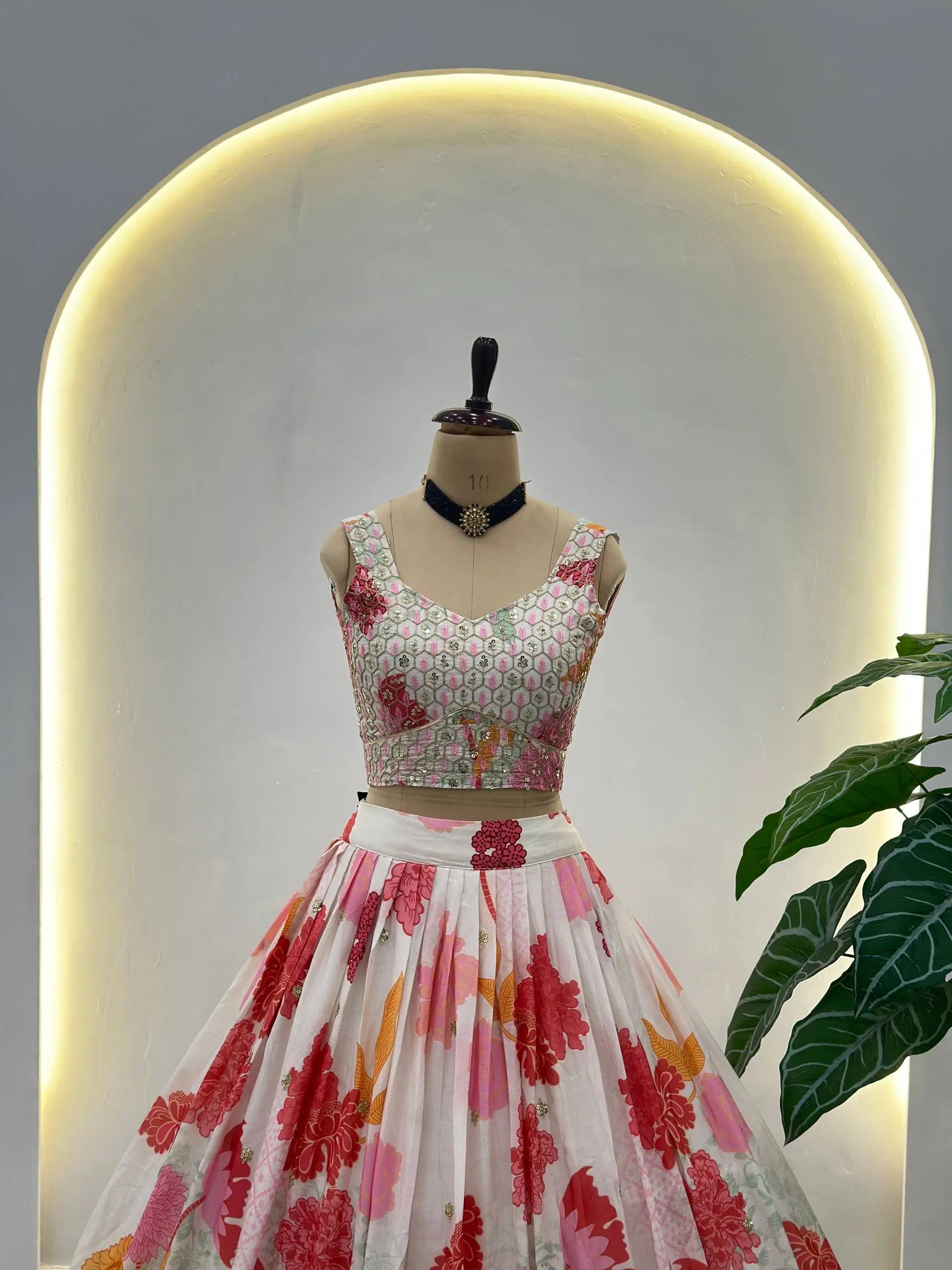 Chinon Silk Embroidered Lehenga Choli with Georgette Dupatta