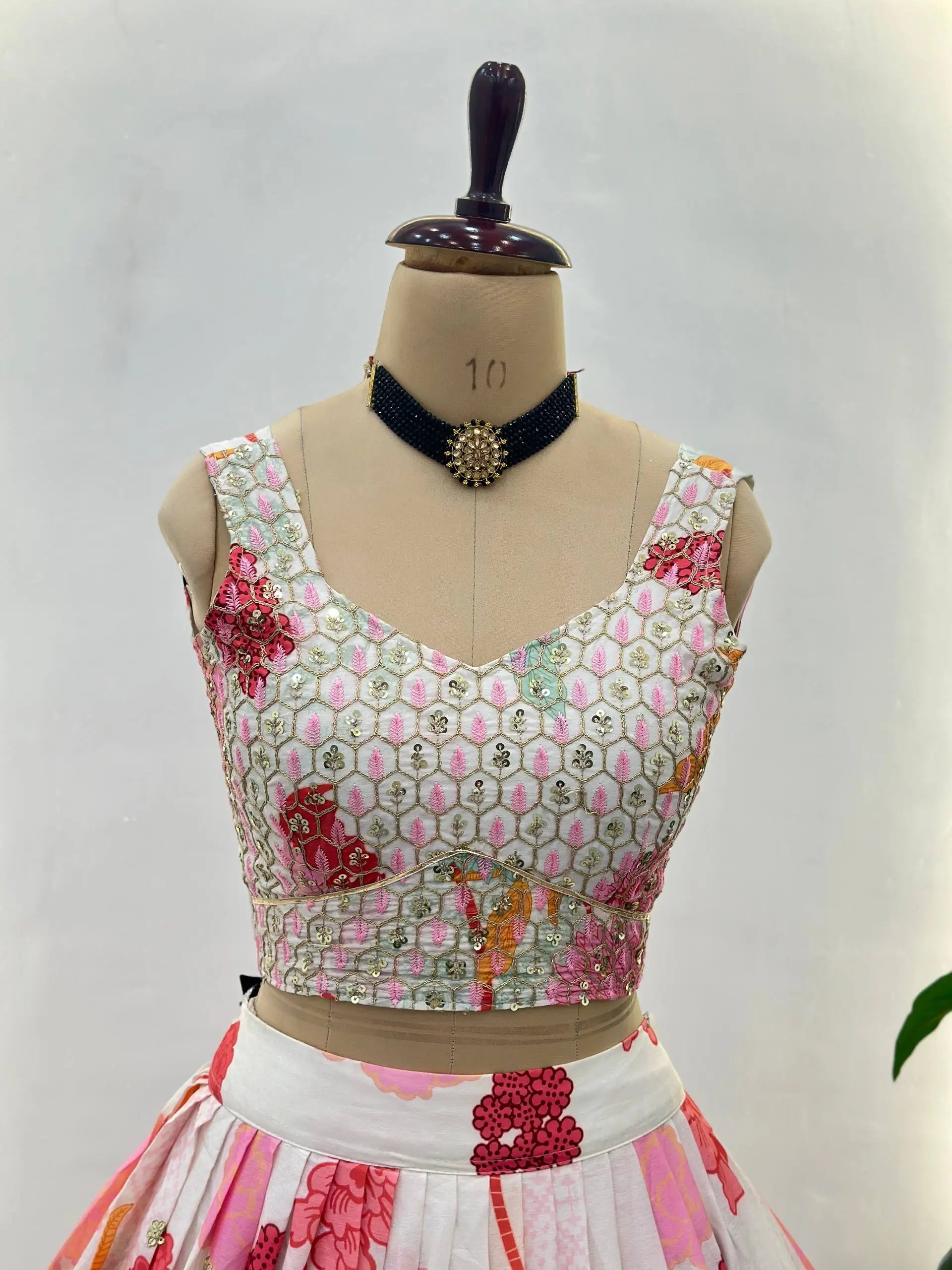 Chinon Silk Embroidered Lehenga Choli with Georgette Dupatta